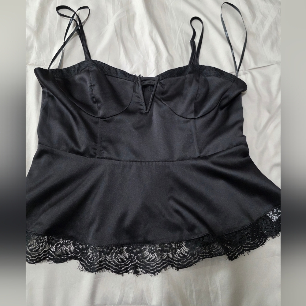 Forever 21 Black Lace Trim Cami Top